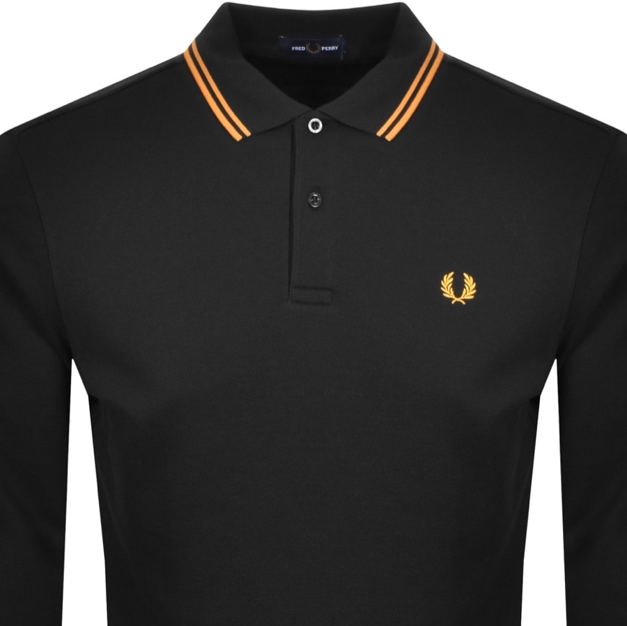 Alternative Image for ProductFred Perry Fleeceback Pique Long Sleeve Polo Black2